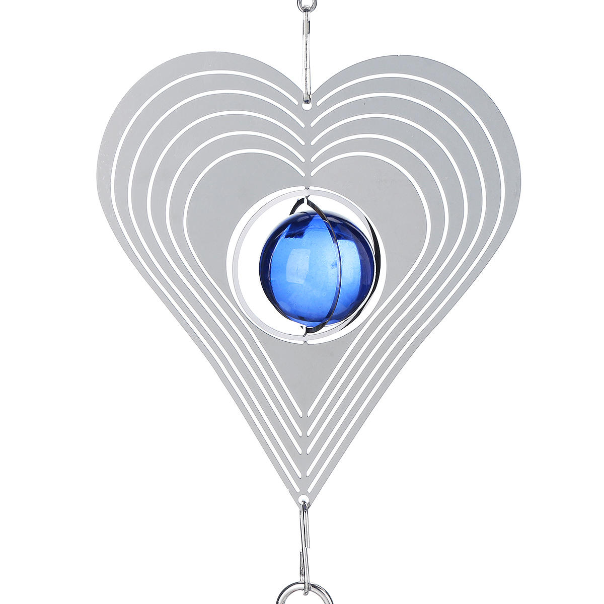 3d metalen hangende windspinner windgong met h elix staart glazen bal centrum decoraties