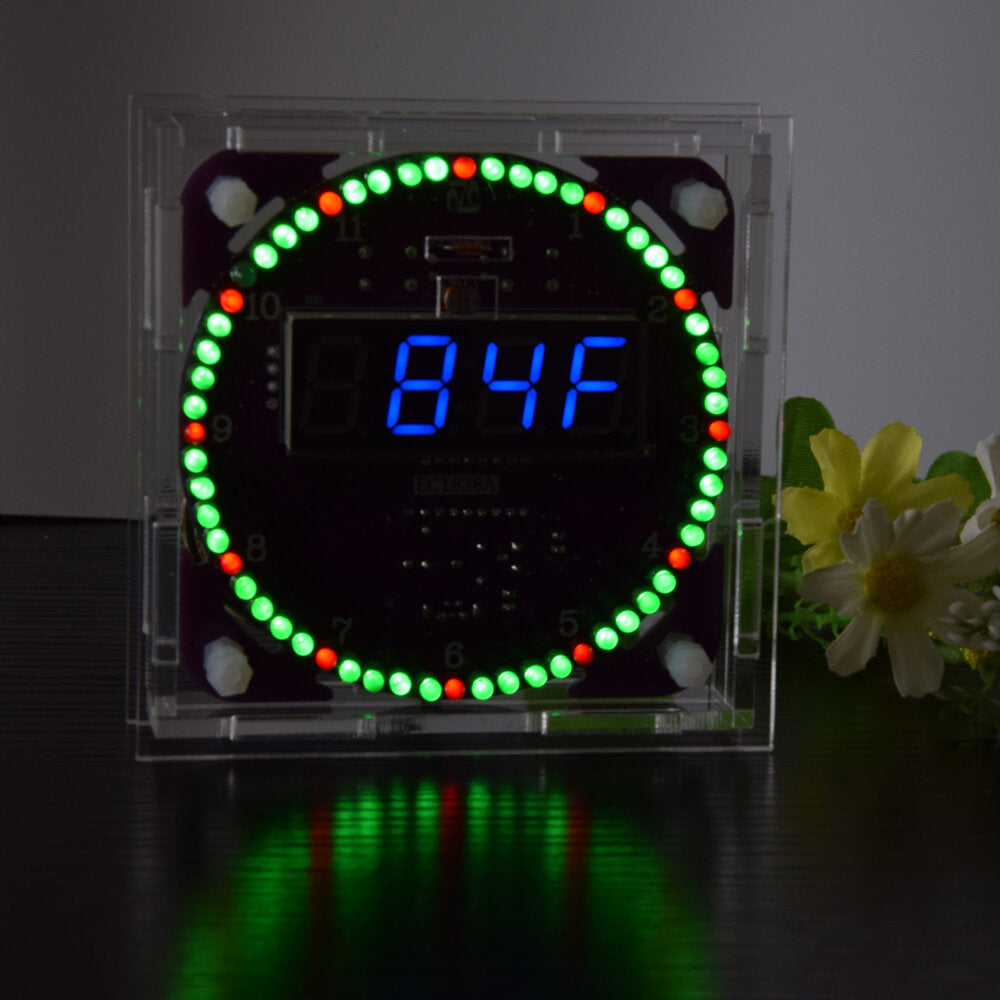 fourth generation dhz ec1838b ds1302 light control rotation led electronic clock kit music alarm clock with housing