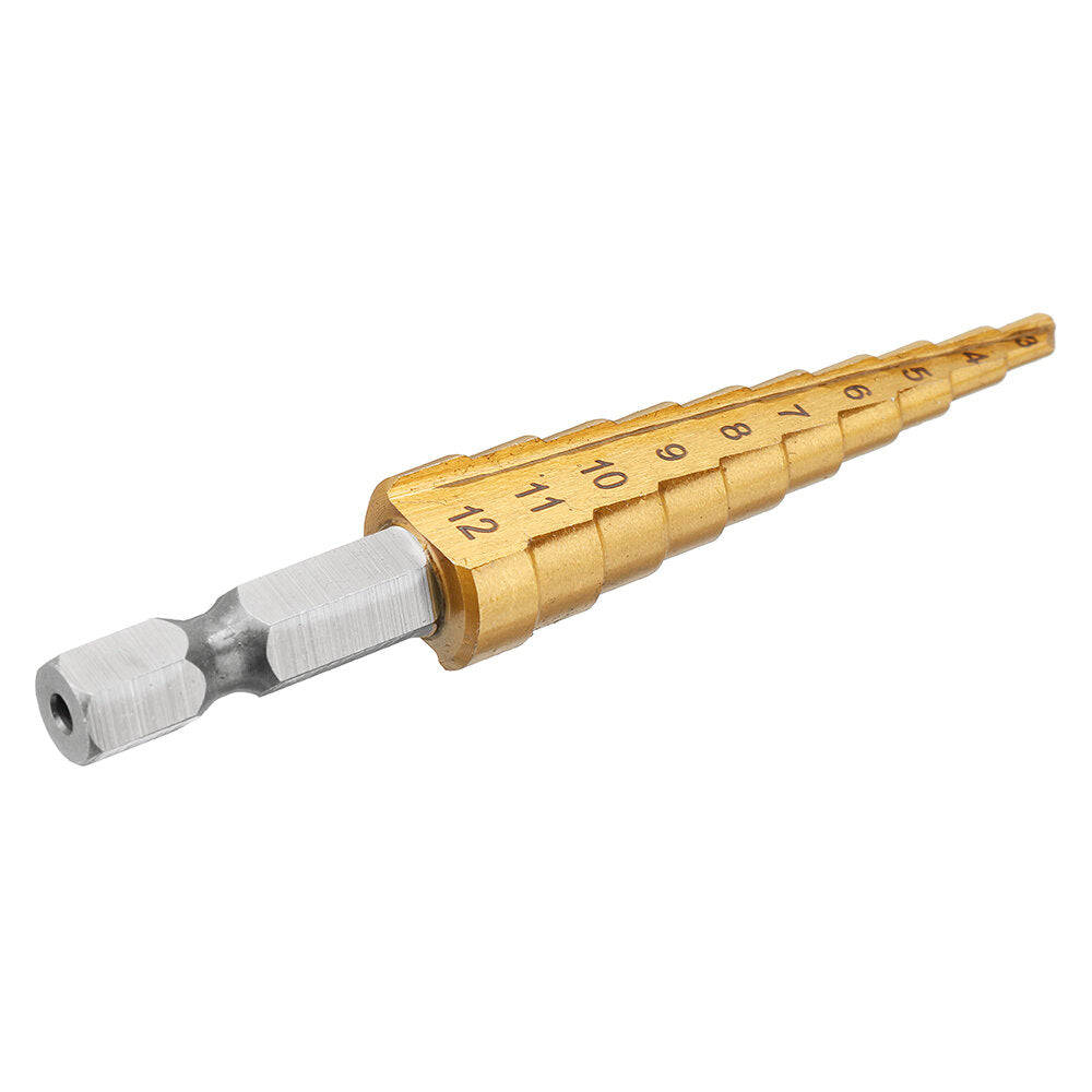 3-delige 1/4 inch zeskantschacht hss titanium gecoate stappenboorset 3-12/4-12/4-20 mm