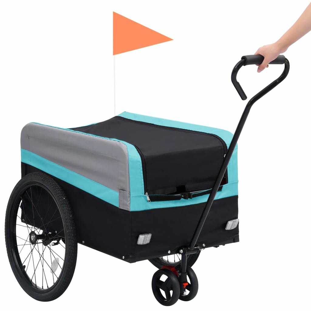 fietskar 2-in-1 aanhanger trolley xxl blauw grijs en zwart