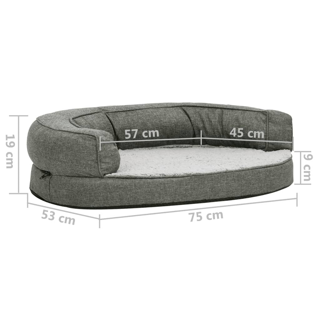 hondenmand ergonomisch linnen look 75x53 cm fleece grijs