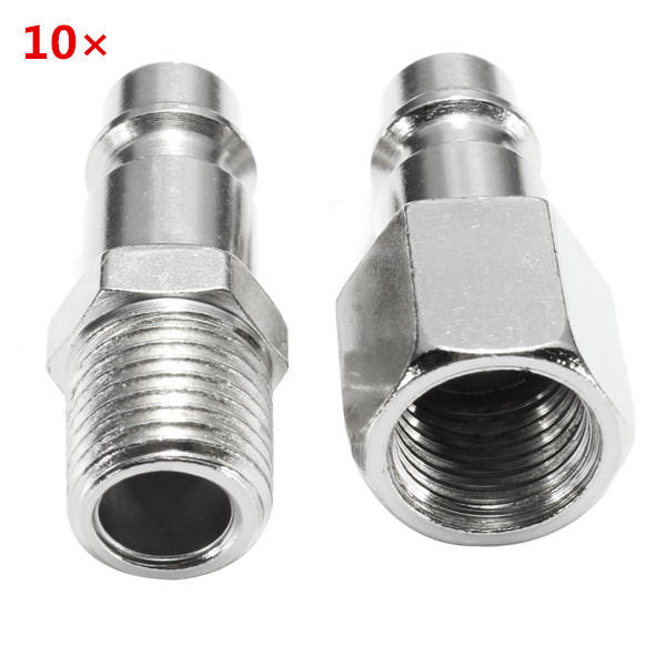10 stuks 1/4 inch mannelijke / vrouwelijke bsp adapter perslucht snelkoppelingsslang