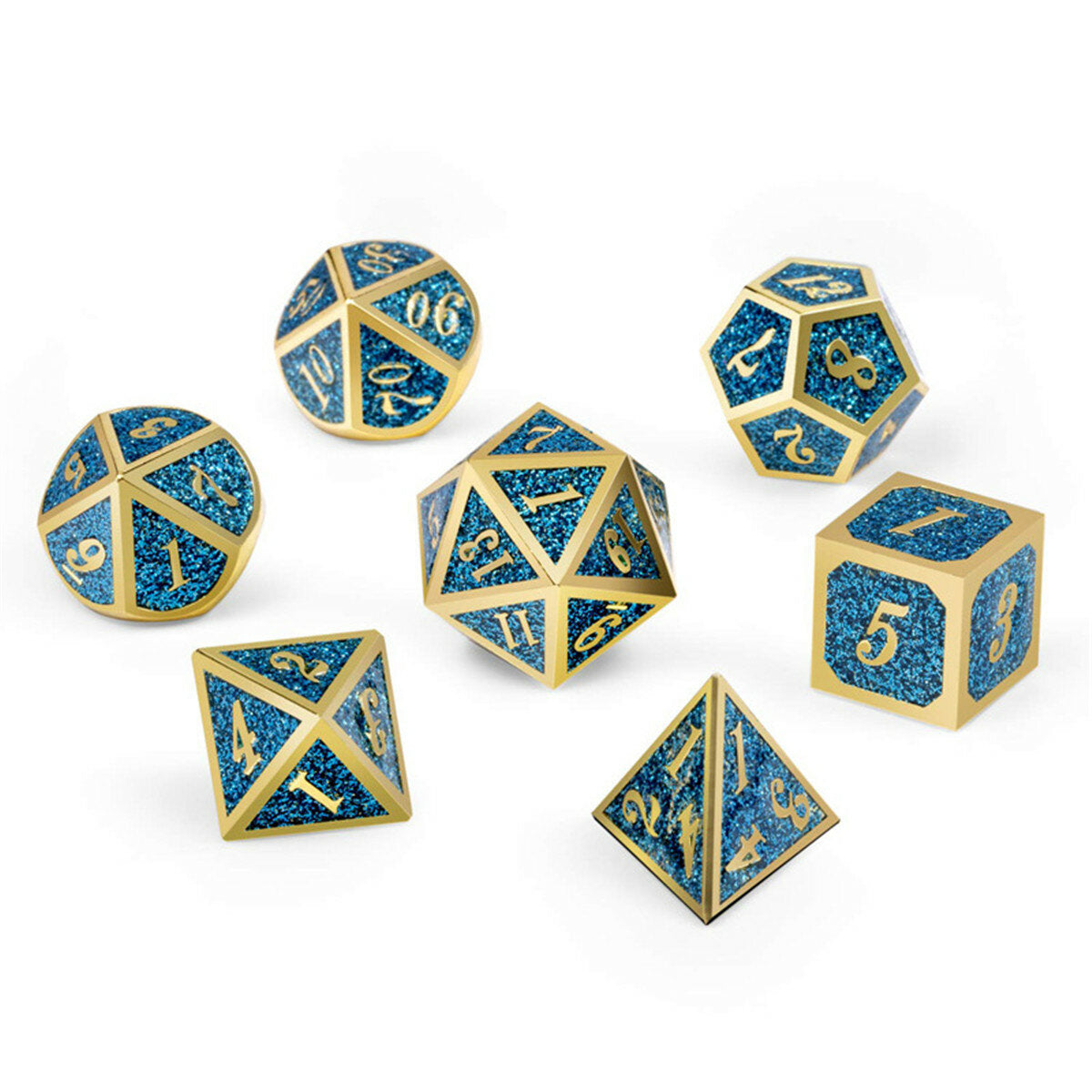 7 stuks polyedrale dobbelstenen zinklegering dobbelstenen set zware dobbelstenen voor rollenspel game dobbelstenen set: