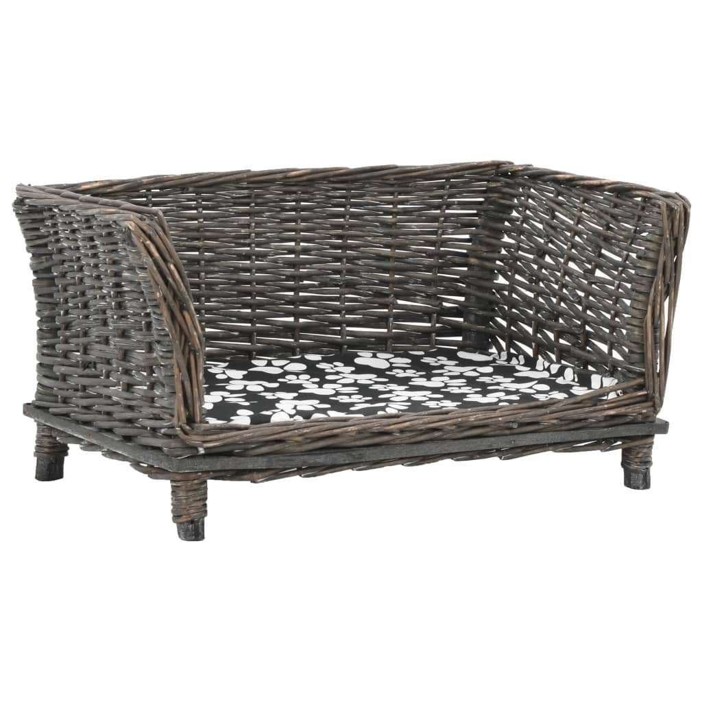 hondenmand met kussen 50x33x30 cm naturel wilgengrijs