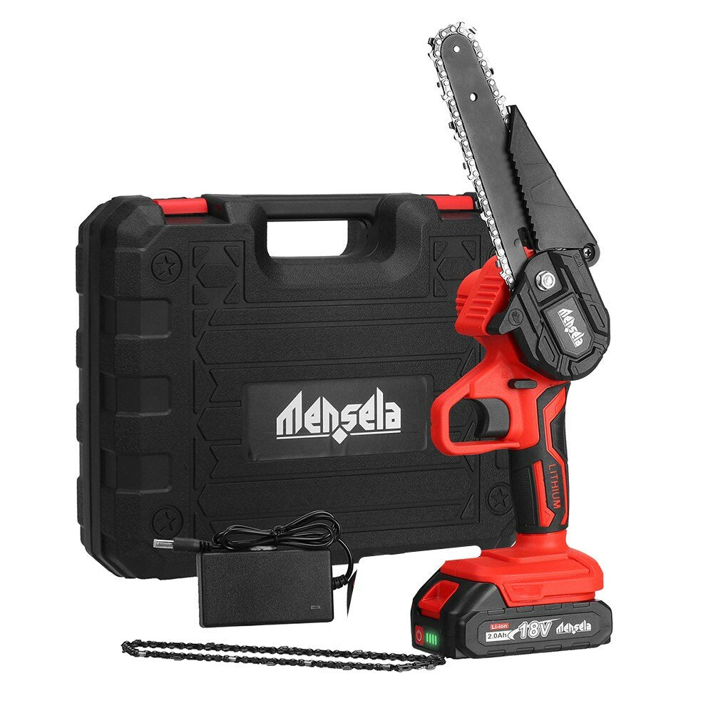 mensela cs-l2+ 6 inch 18v elektrische kettingzaag 800w eenhandszaag hout logging cutting cutter w/1x 2.0ah batterij houtbewerking tool