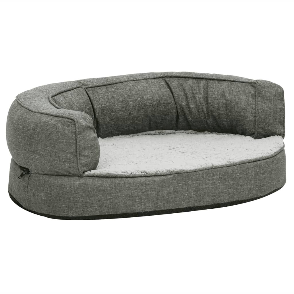 hondenmand ergonomisch linnen look 60x42 cm fleece grijs