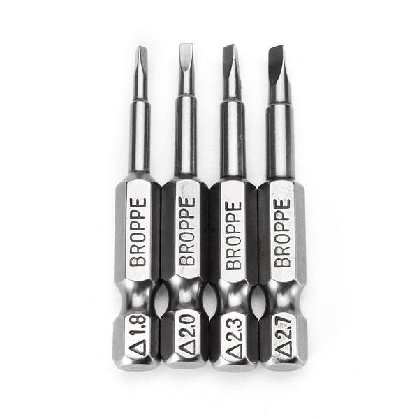 4 stuks 50mm 1.8-δ2.7 1/4 inch hex shank magnetische driehoek schroevendraaier bits