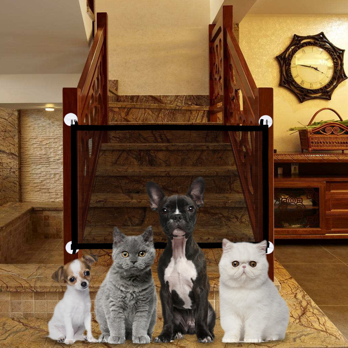 outerdo mesh pet gate hondenhek binnen en buiten draagbaar isolatienet voor huisdieren. opvouwbare en intrekbare veiligheidsdeur geschikt voor trappen en doo