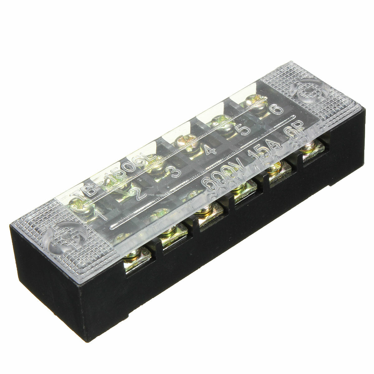 600v 15a 6 positie dubbele rijwiel barrière blok schroef terminal strip panel
