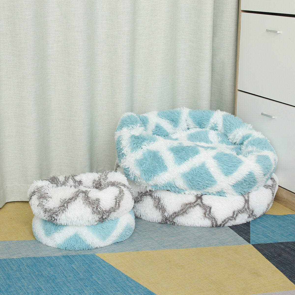 hond pet kat kalmerende bed bedden grote mat comfy puppy wasbaar pluizig kussen pluche