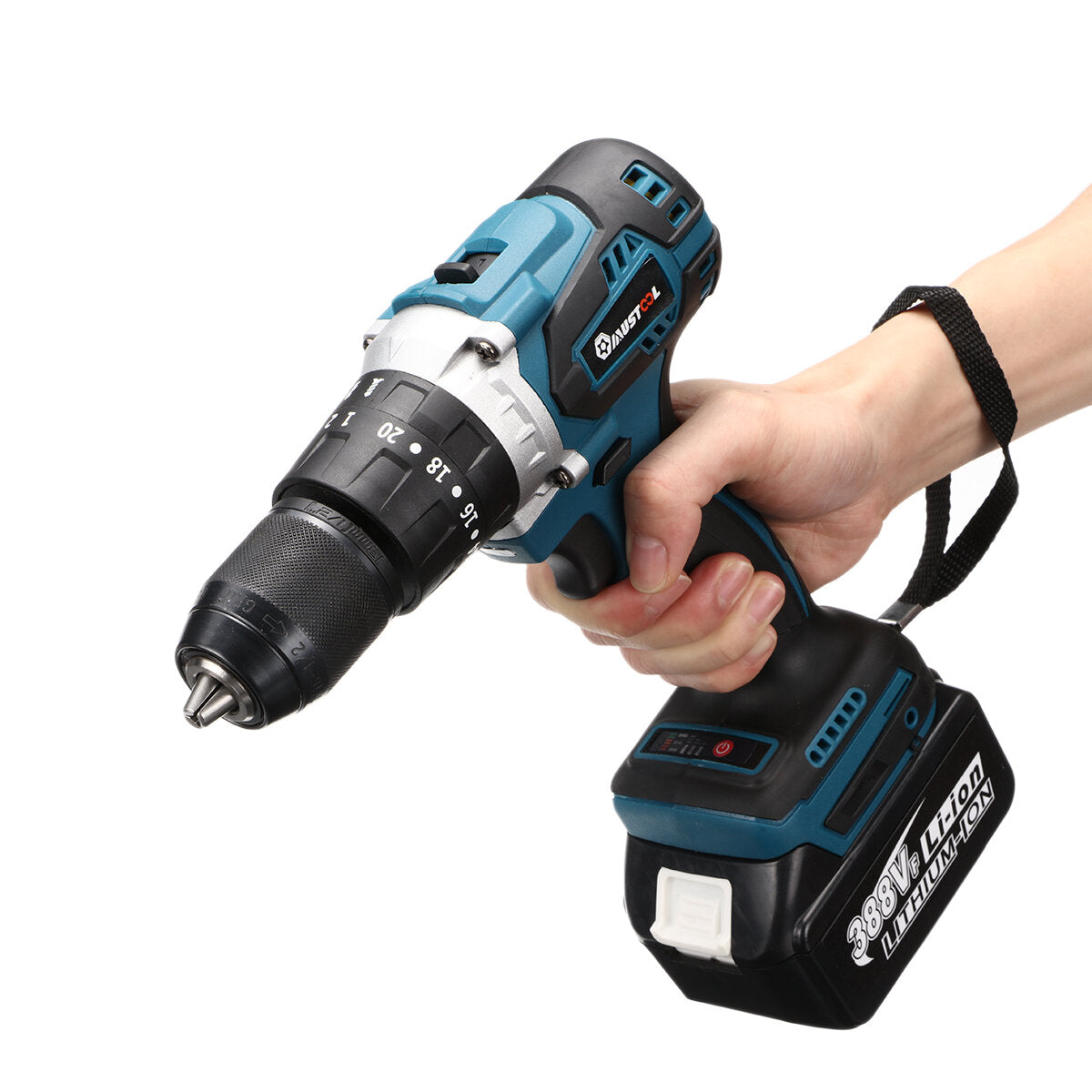 520n.m 4000rpm 3 in 1 elektrische draadloze hammer klopboorschroevendraaier met led-batterij