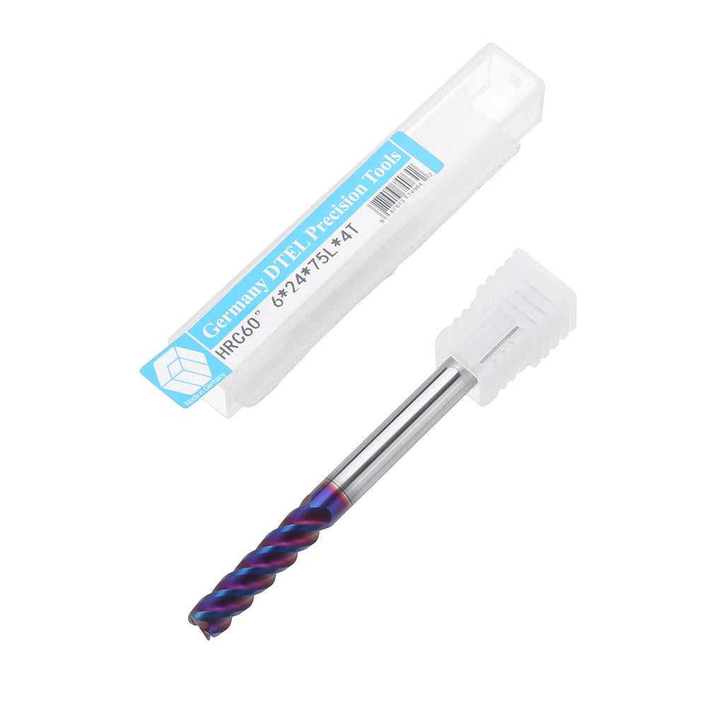 l75mm d4/5/6/8/10 mm hrc60 4-fluitenfrees blauw naco gecoat hardmetalen frees cnc-gereedschap
