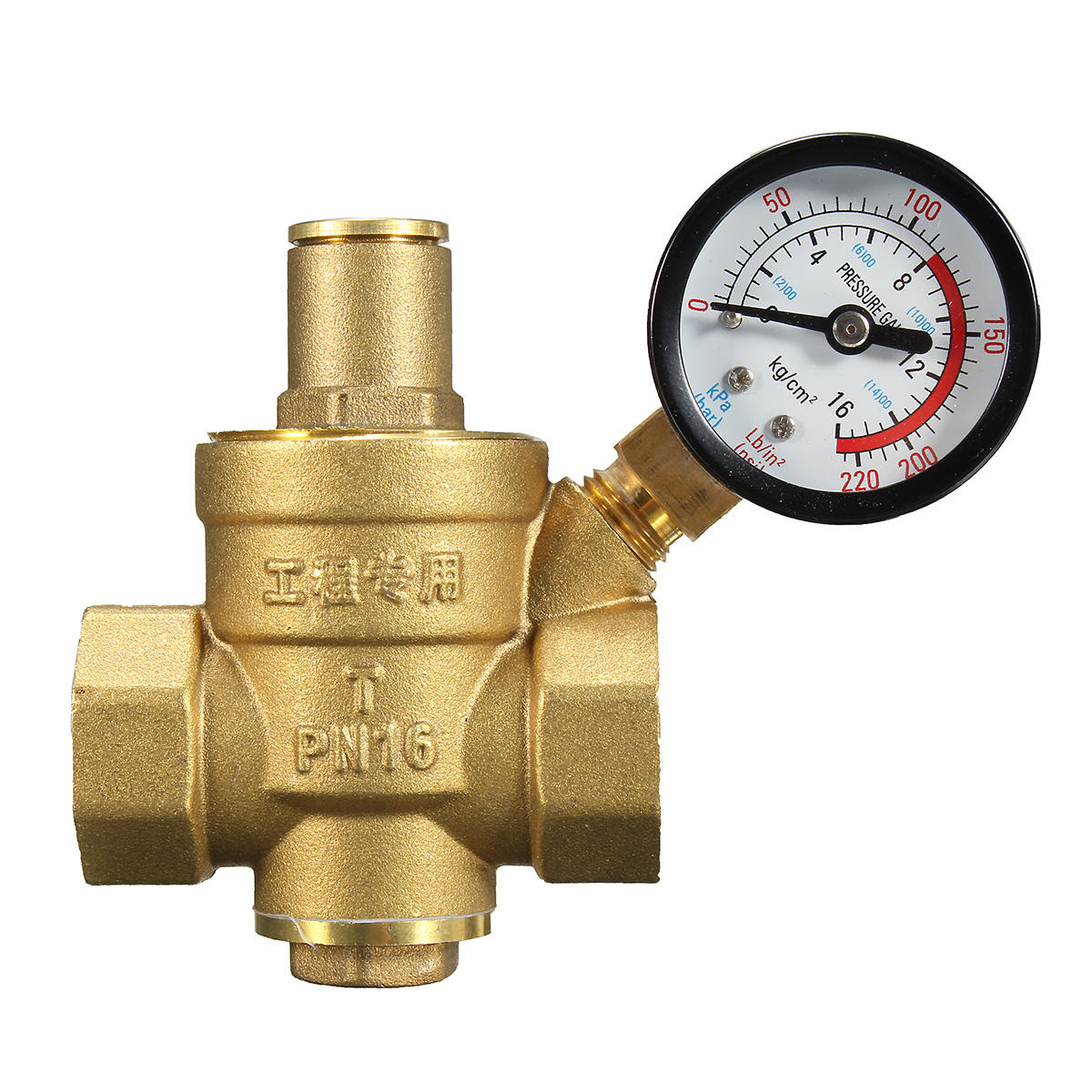 dn20 npt 3/4 verstelbare brass water drukregelaar reducer met gauge meter