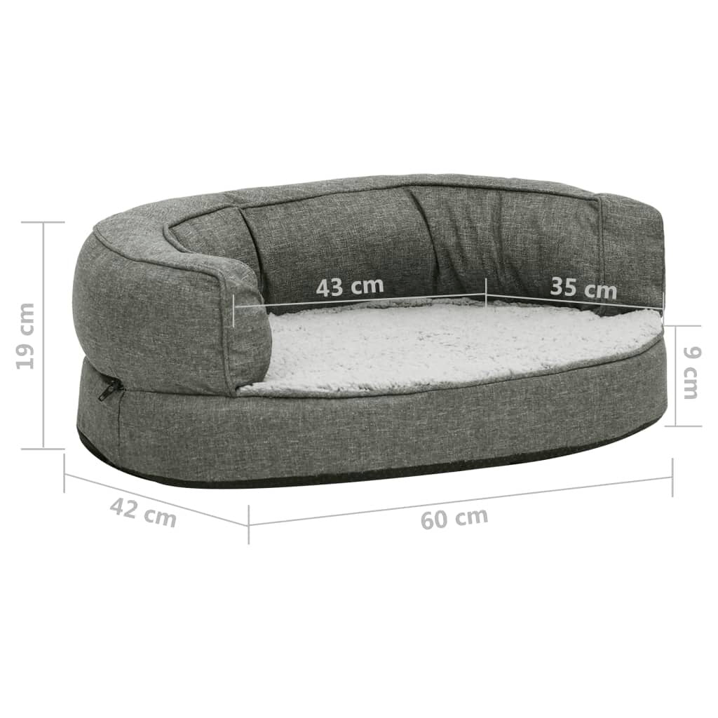 hondenmand ergonomisch linnen look 60x42 cm fleece grijs