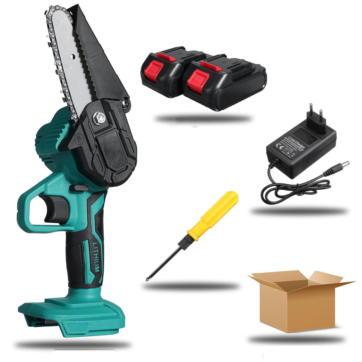 4 inch 26v draadloze elektrische kettingzaag 600w een handzaag houtbewerking tool w/geen/1/2 batterij hout cutter