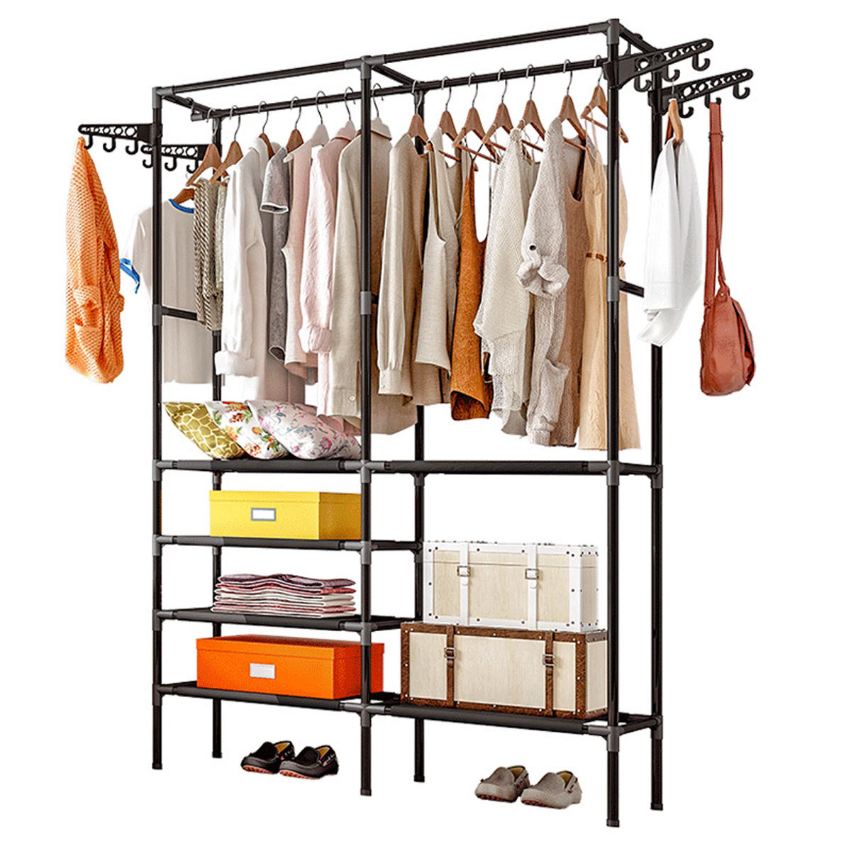 staande landing garderobe portable hanger holder duurzame kleding organizer huishoudelijke kledingrek plank rack