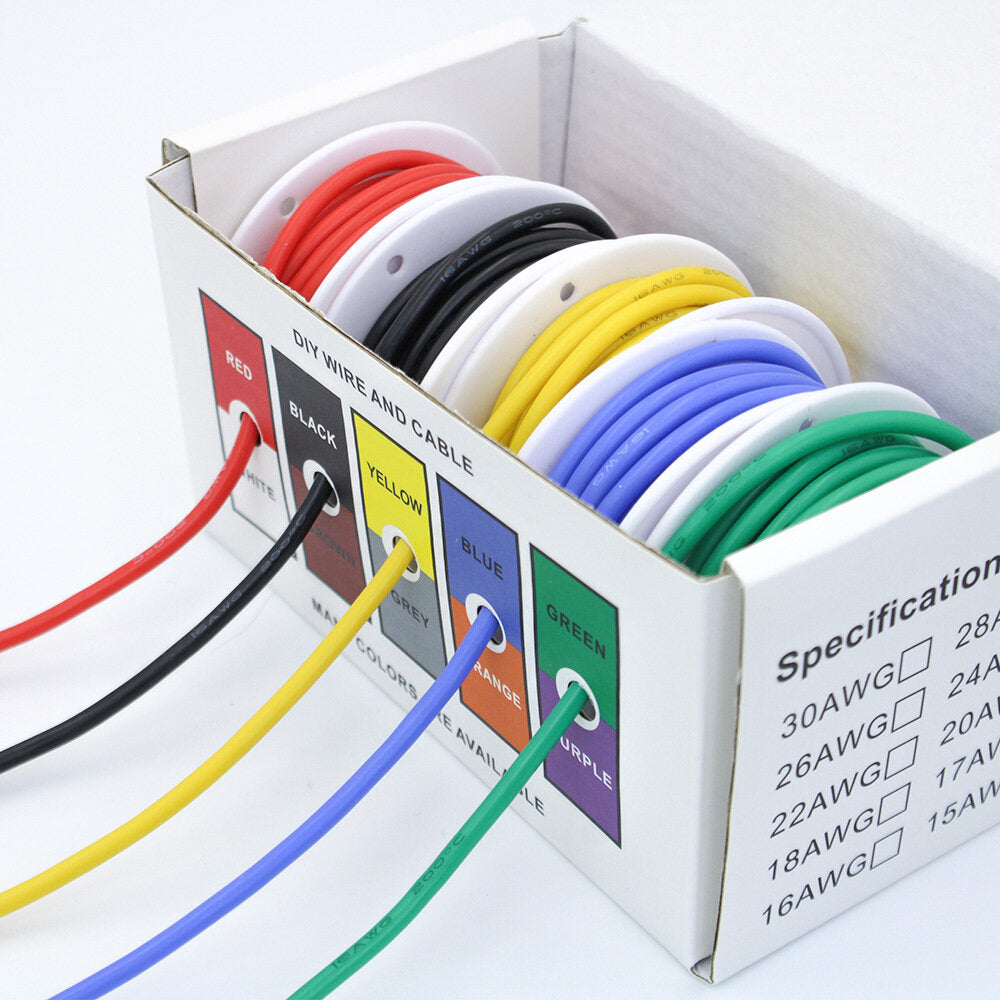 30awg flexible silicone wire and cable 5 colors in a box mixed wire tinned dhz high quality pure copper line