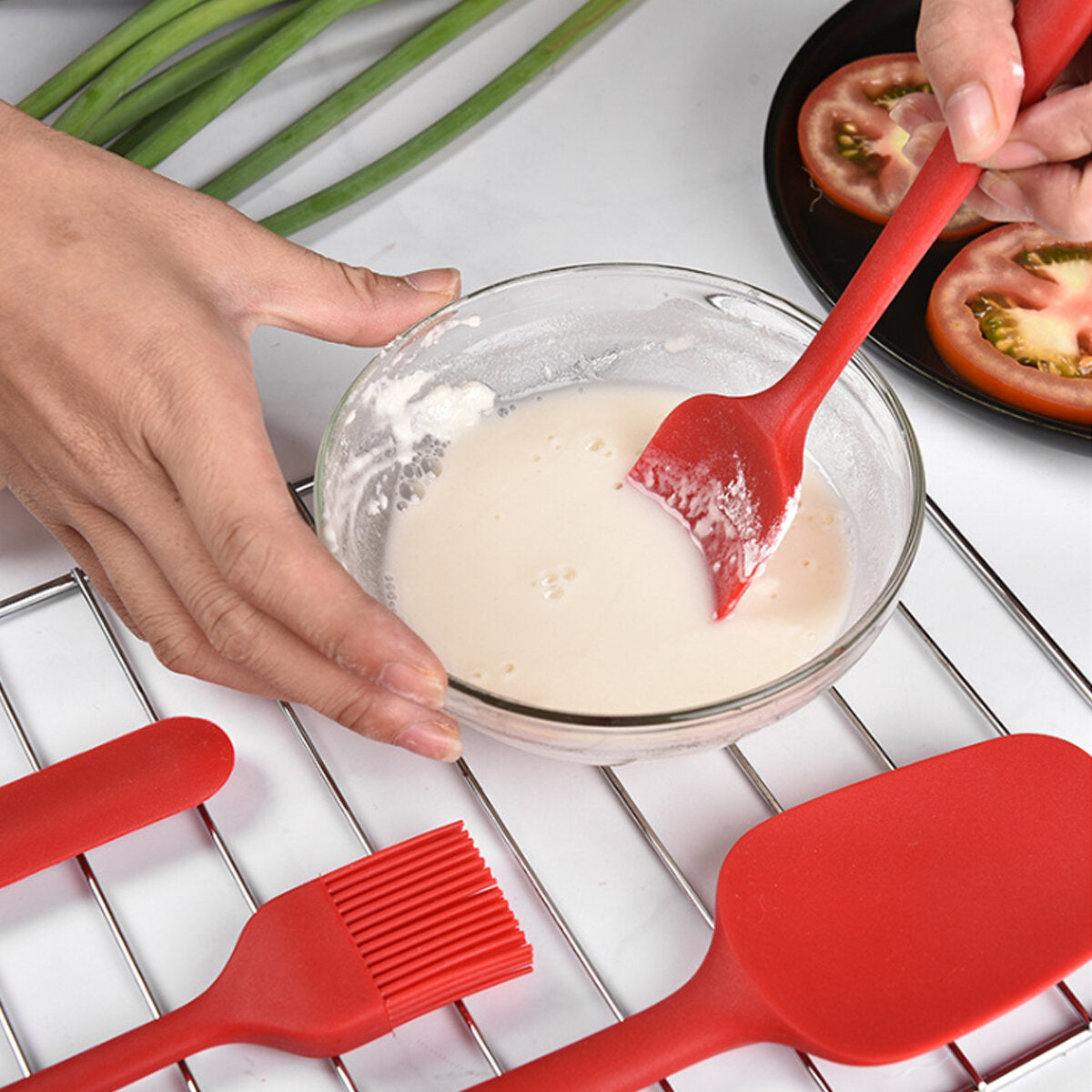 6 stuks non-stick rubber spatel set hittebestendige spatel keukengerei set gereedschap kit