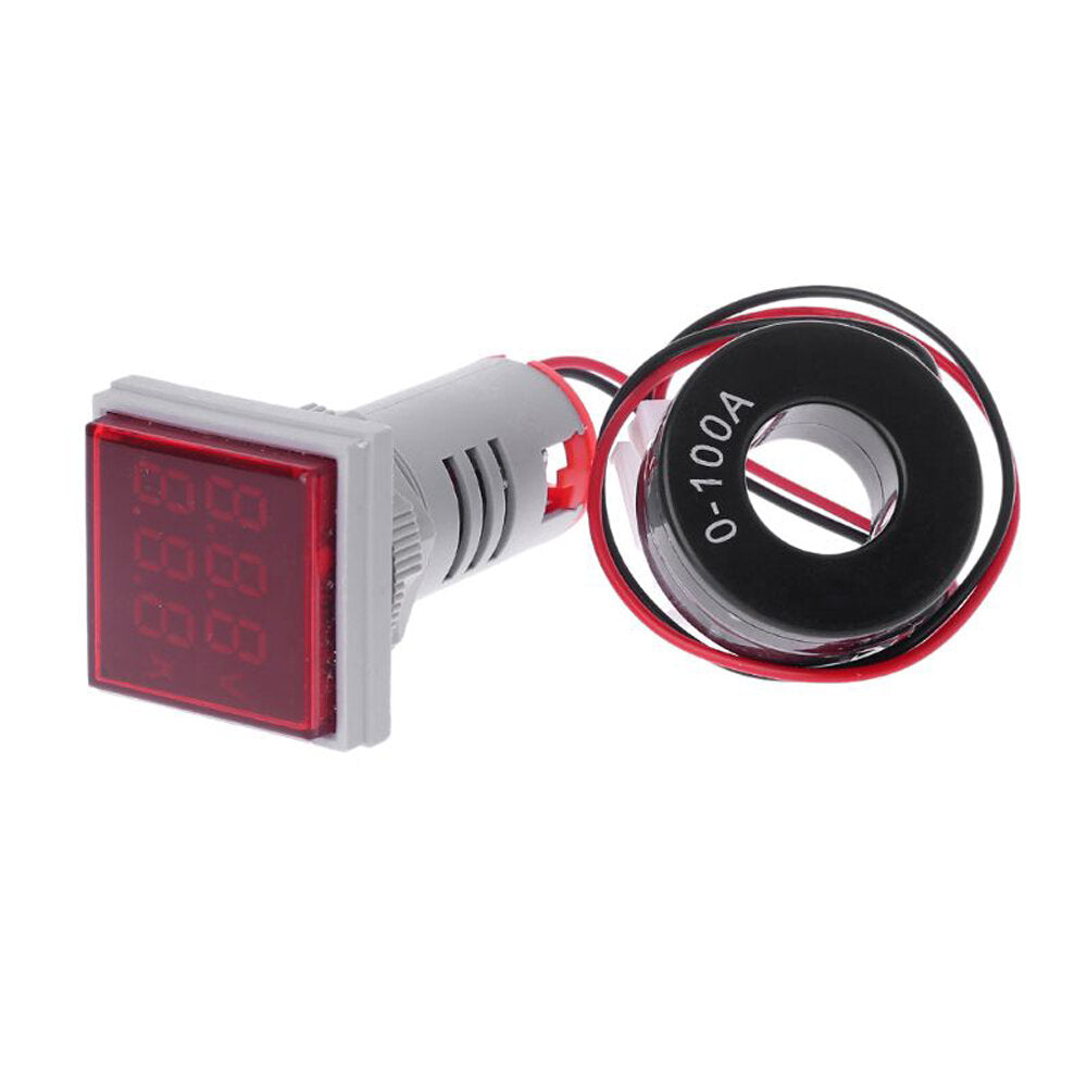 geekcreit ac 60-500v 0-100a d18 vierkante led digitale dual display voltmeter ampèremeter spanningsmeter stroommeter