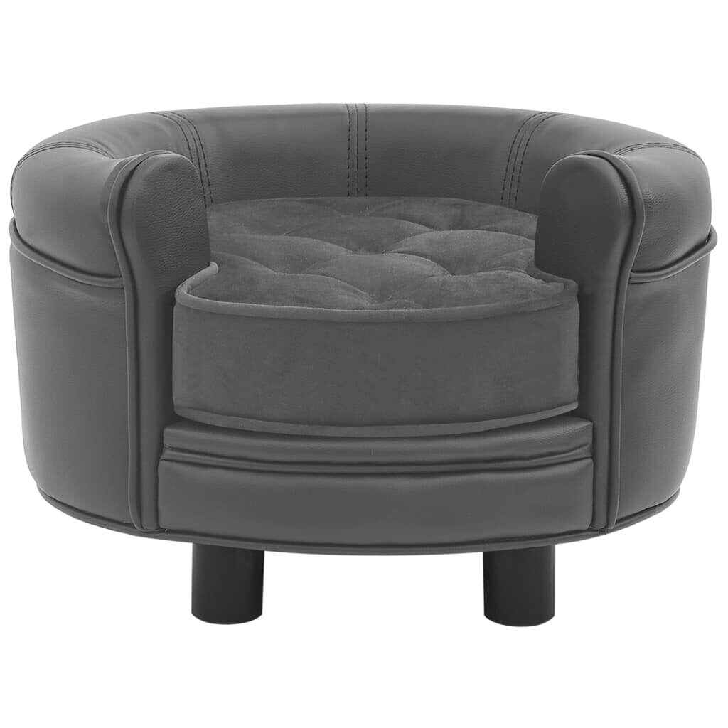 hondensofa grijs 18.9 x18.9 x12.6 pluche en kunstleer