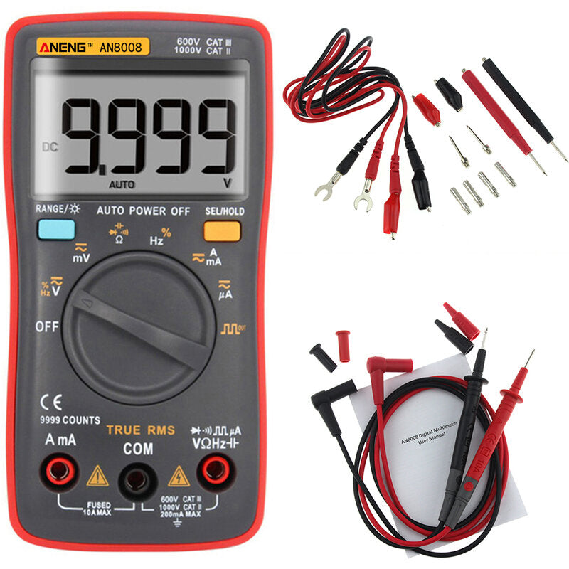 aneng an8008 true rms-golfuitgang digitale multimeter ac dc-stroom volt weerstand frequentie capaciteitstest: