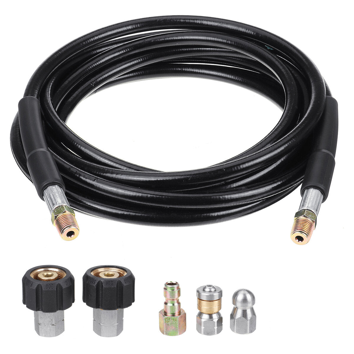 5-30 m 1/4  m-npt slangafvoerleiding en afvoersproeierset met rioolmondstuk en adapter