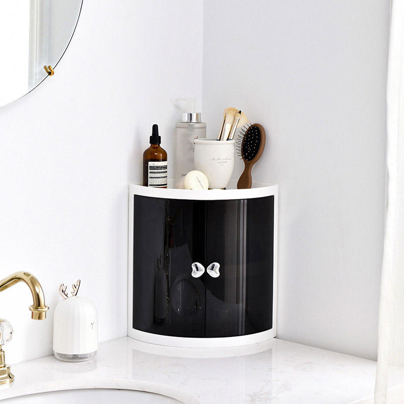 creatieve badkamer hoekplank rek keuken badkamer dubbele deur opbergruimte besparen