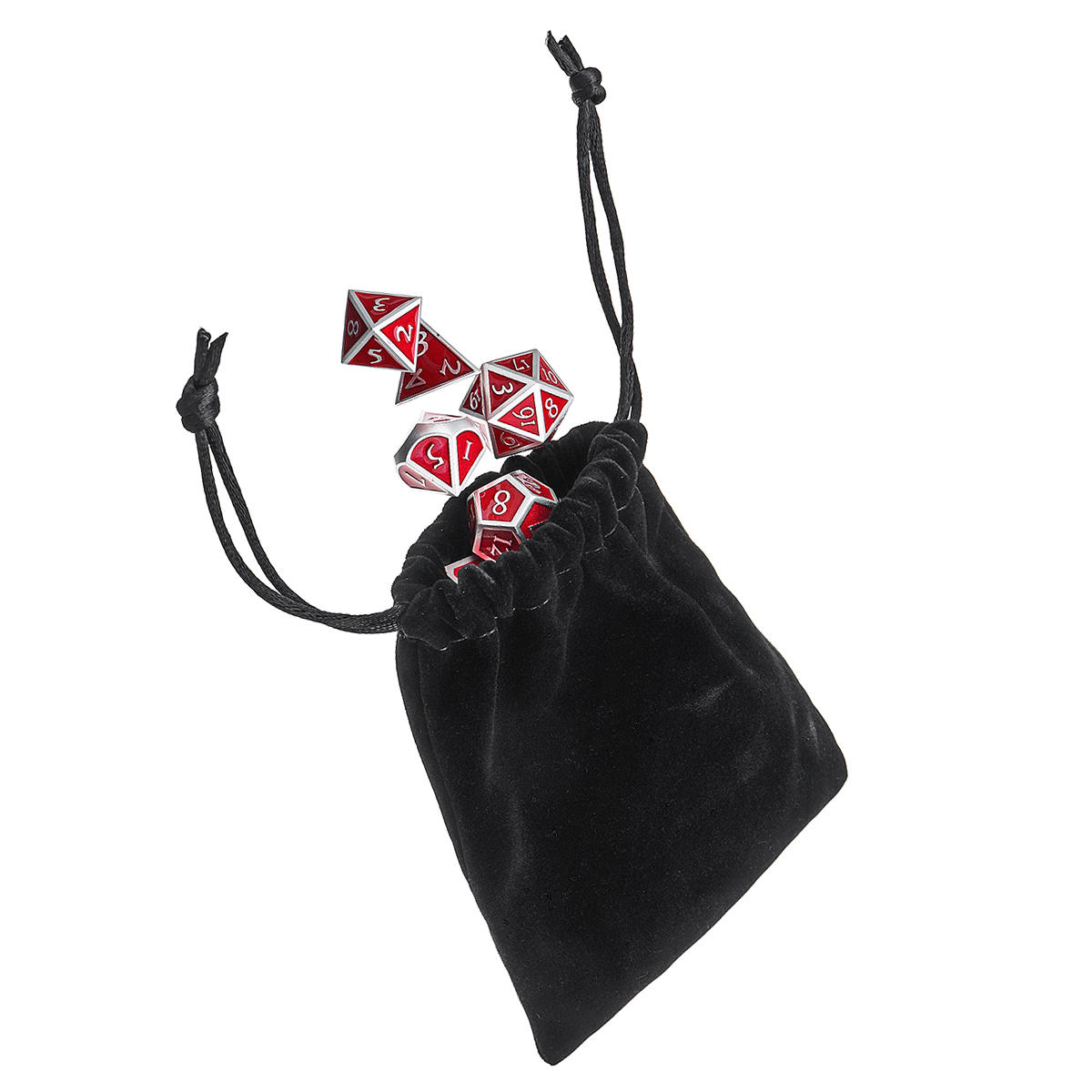 rode antieke kleur solide metalen polyhedral dobbelstenen rollenspel rpg gadget 7 dobbelstenen set met tas