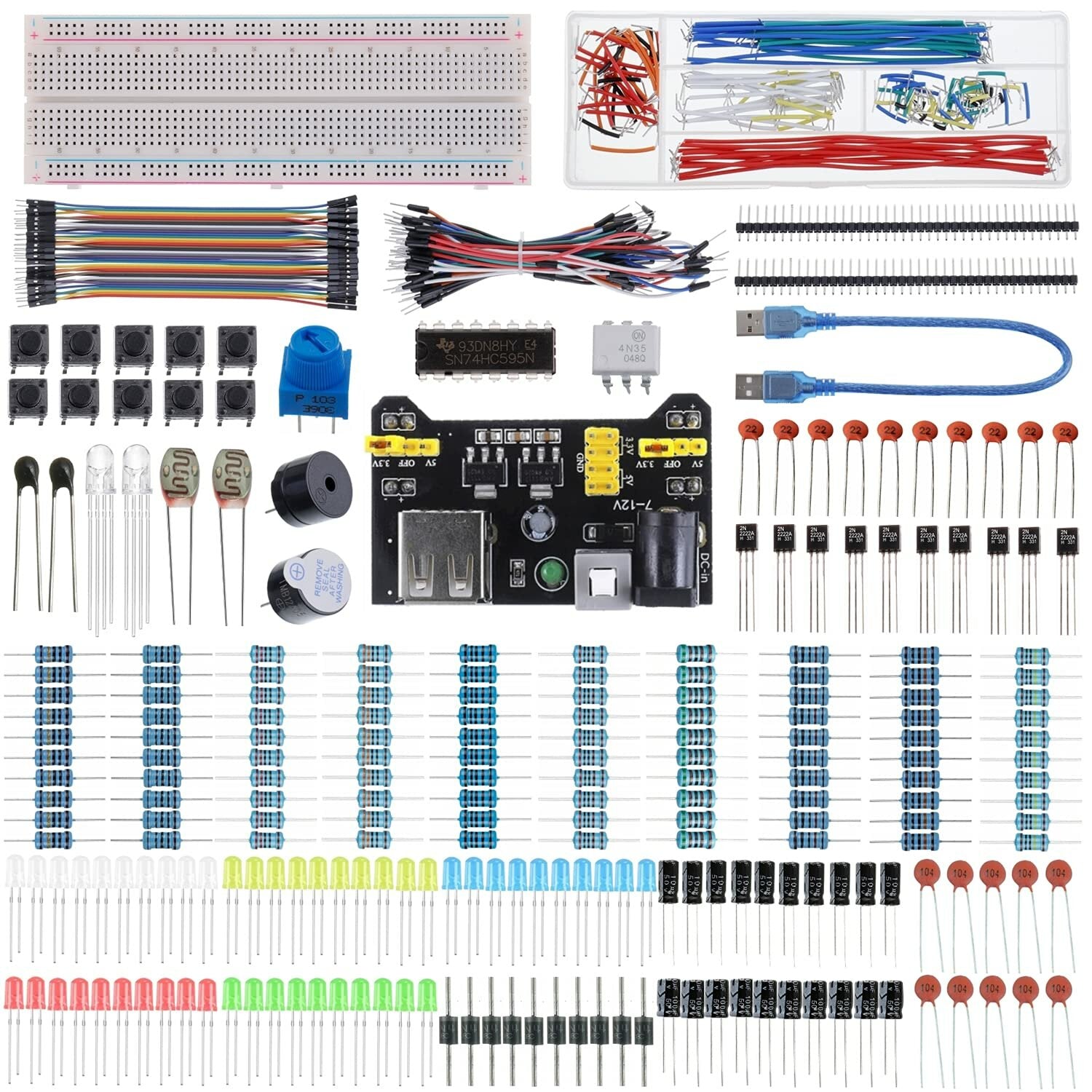 volledige dhz elektronische kit 830 breadboard jumper draad voeding condensator led licht arduinouno nano mega basic starter kit
