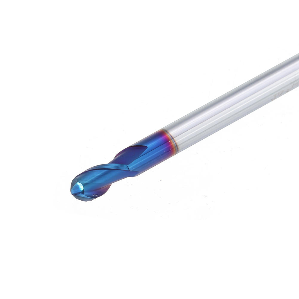 0.5-2 mm 2 fluiten blauw gecoate spiraalvormige kogelneusfrees wolfraamstaal cnc-carbidefrees