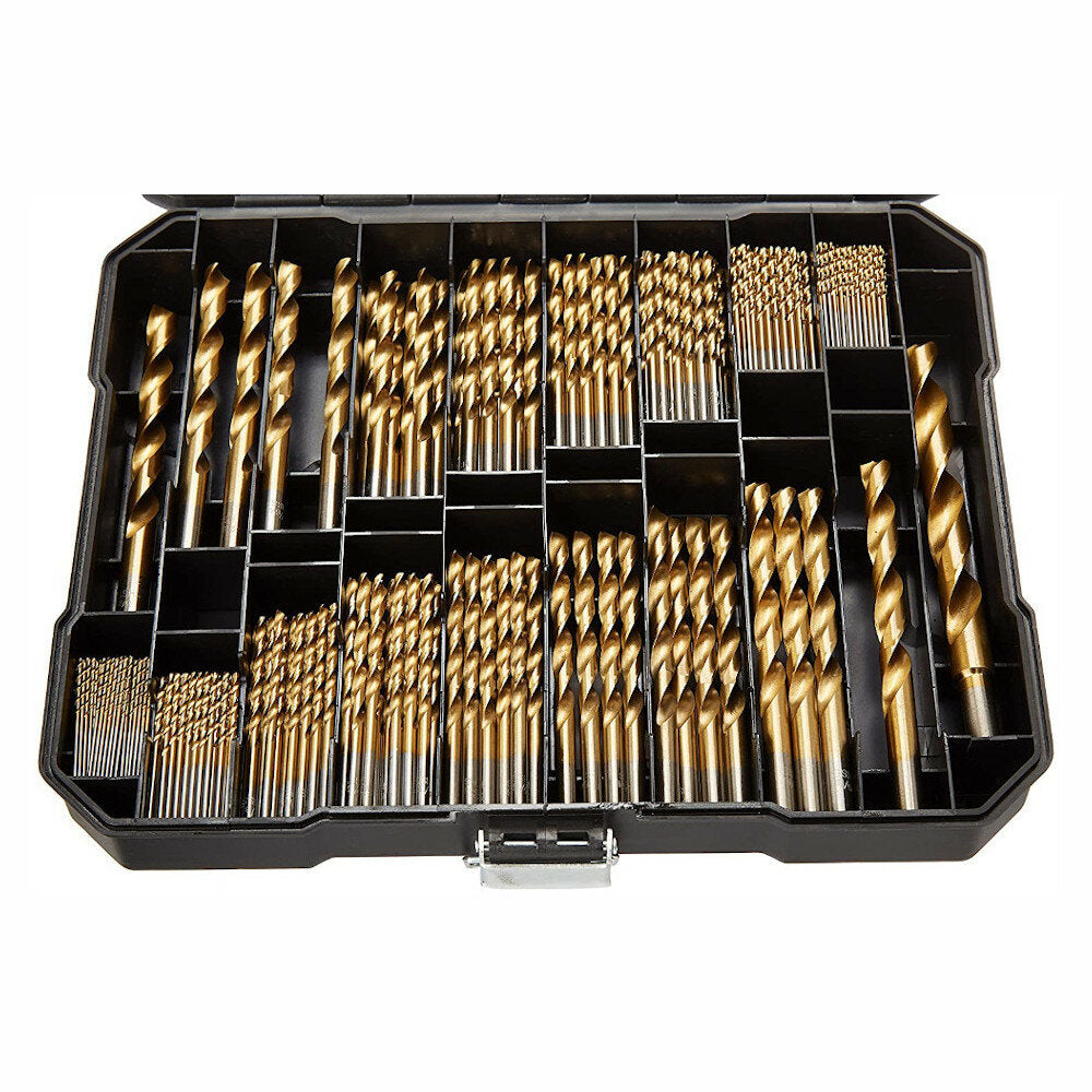 230-delige titanium gecoate gedraaide boorset hss-boorset met zwarte plastic doos titanium-gelegeerde boorset