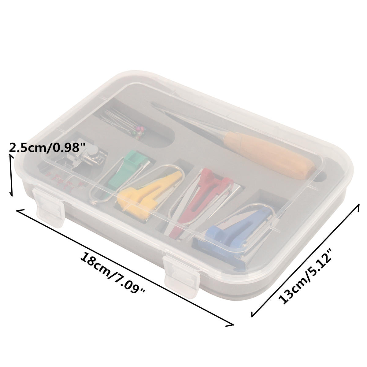 6/12/18/25mm stof biasband maker kit set bindmiddel voet voor naaien quilten + awl