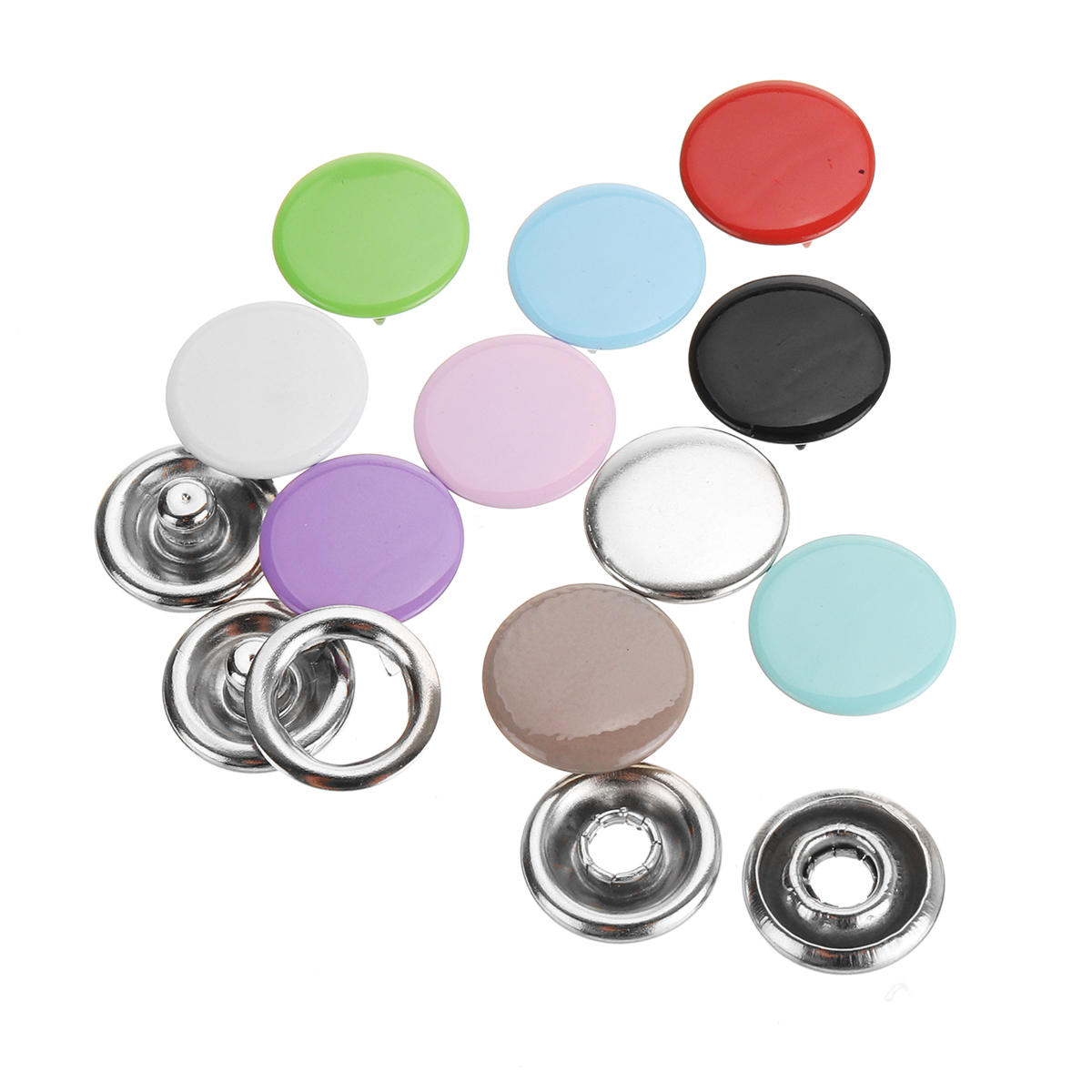 150 sets roestvrijstalen knopen drukknopen bevestigingsmiddelen dummy clips drukknopen 10 kleuren