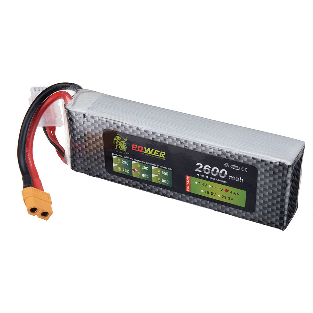 lion power 14.8v 2600mah 60c 4s lipo-batterij xt60-stekker voor rc drone
