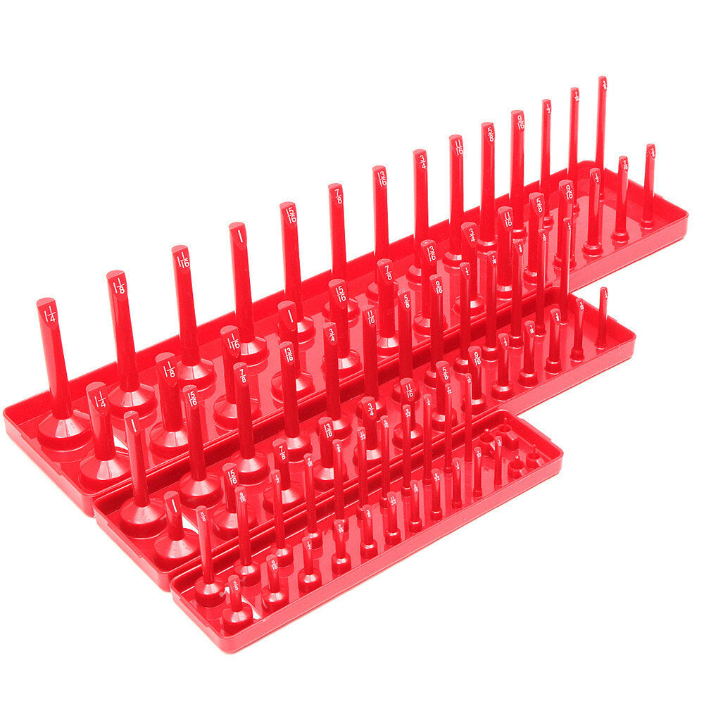 3 stuks 1/4 3/8 1/2 inch sae metrische socket houder lade socket organizer: