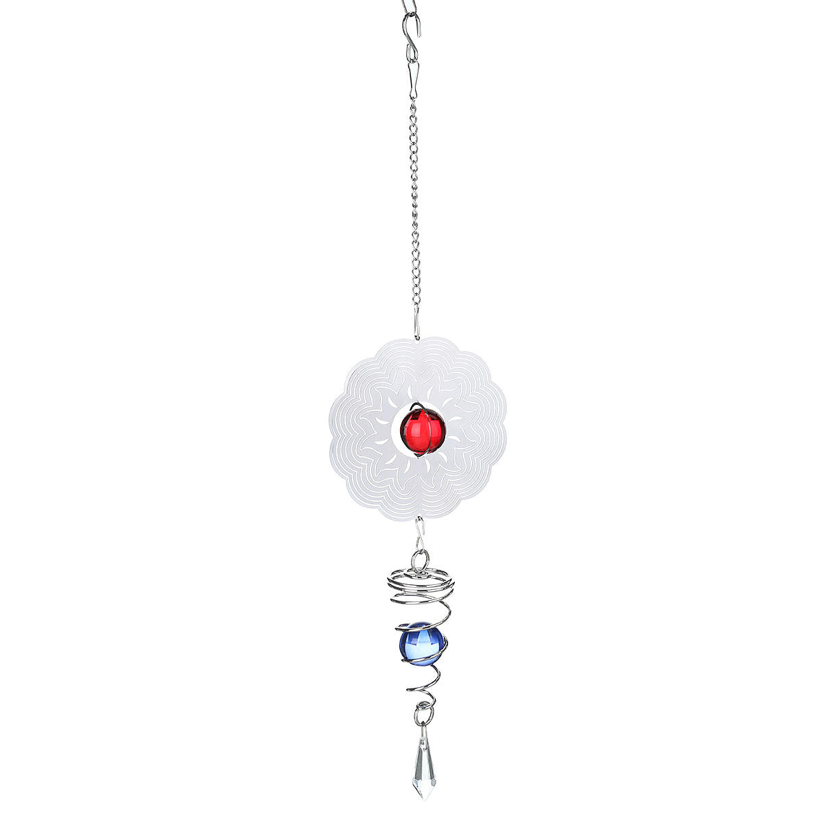 3d metalen hangende windspinner windgong met h elix staart glazen bal centrum decoraties