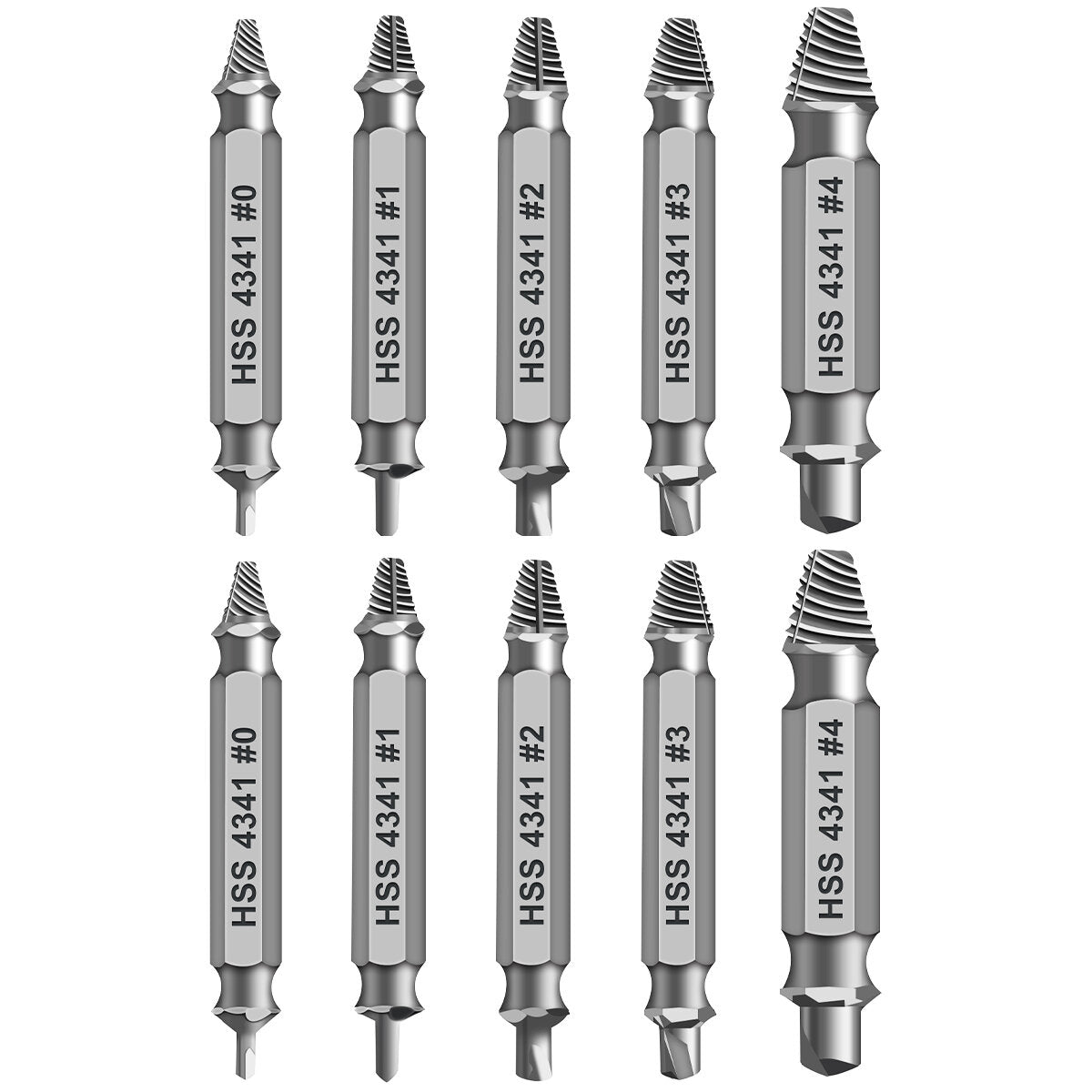 10 stuks remover beschadigde schroef extractor 2in1 boor gebroken hoofd tool
