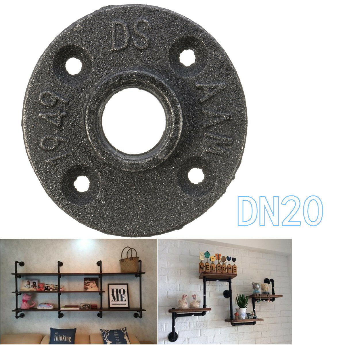 dn 15/20/25 zwarte flens ijzeren pijp vloer fitting sanitair schroefdraad vier gaten flens