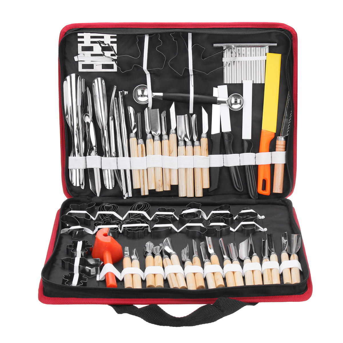80 stuks draagbare snijgereedschap groentevoedsel fruit houten doos carving cutter set: