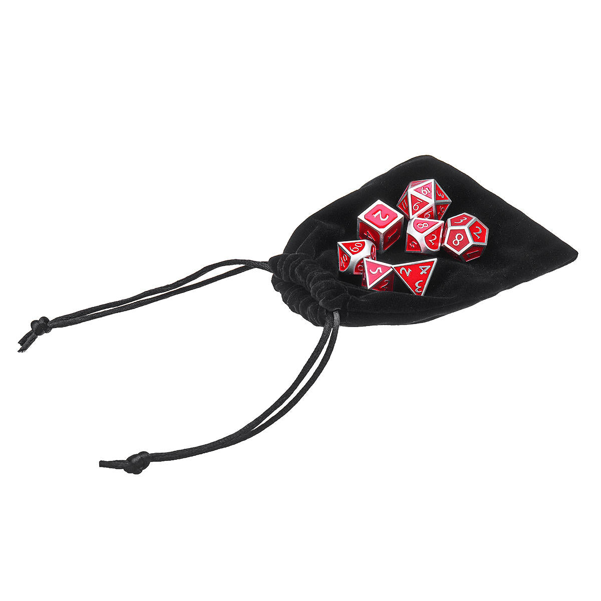 rode antieke kleur solide metalen polyhedral dobbelstenen rollenspel rpg gadget 7 dobbelstenen set met tas