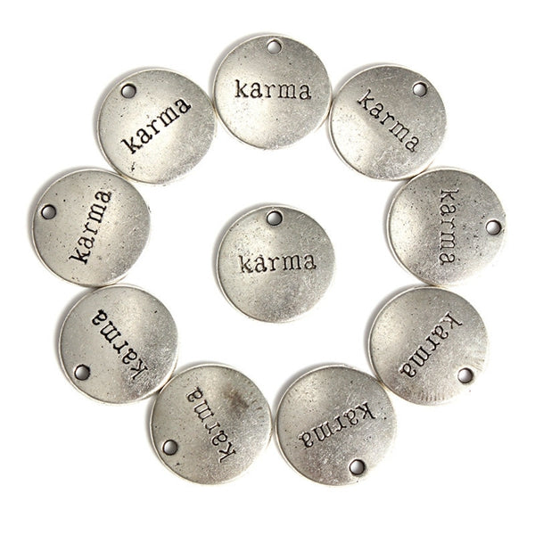 10 stks round-vorm carve woorden hangers dhz sieraden accessoires