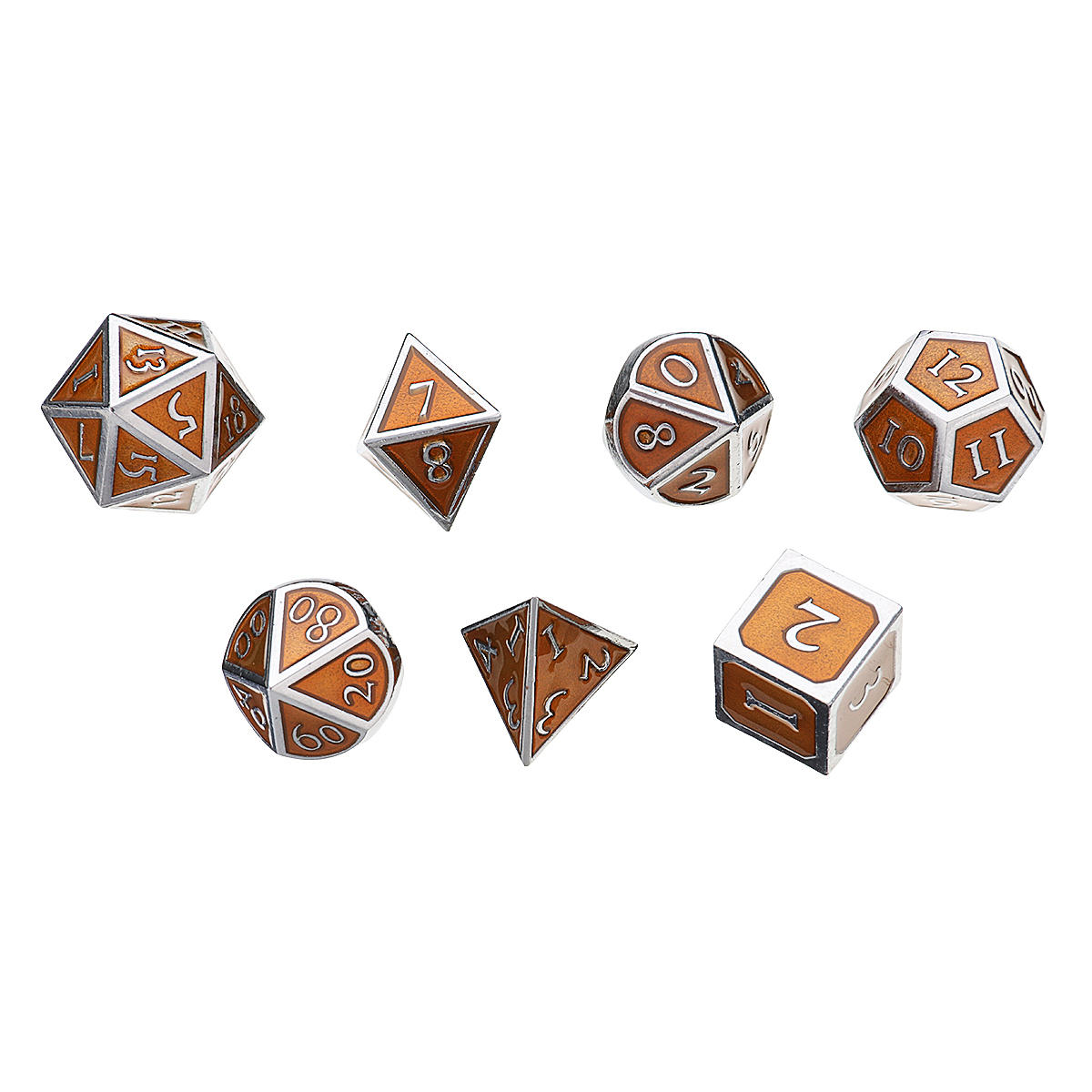 7 stuks antieke metalen polyhedral dobbelstenen met zak koperkleur voor kerkers draken spel