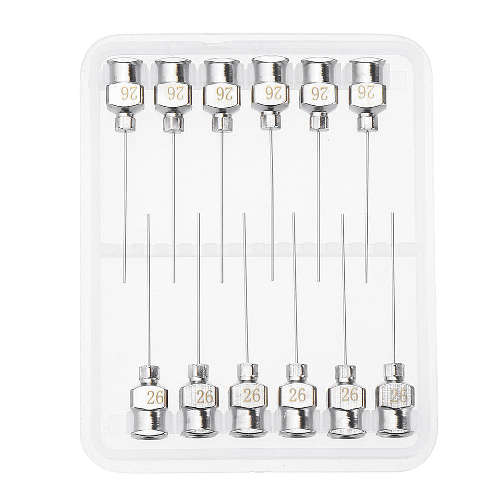 12 stuks / set 1 inch rvs blunt tip doseernaald luer lock voor spuit navullen en meten vloeistof industriële lijm applicator