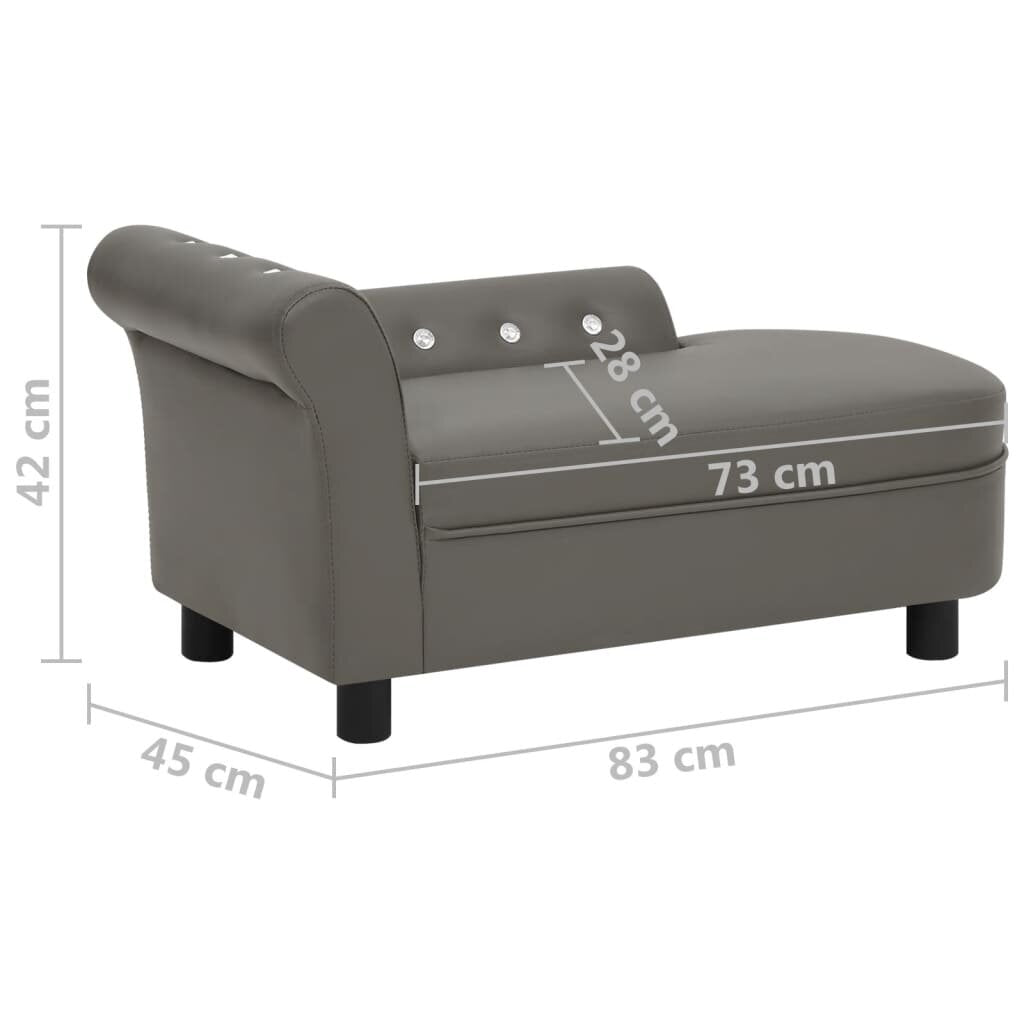 hondenbank 83x45x42 cm kunstleer grijs