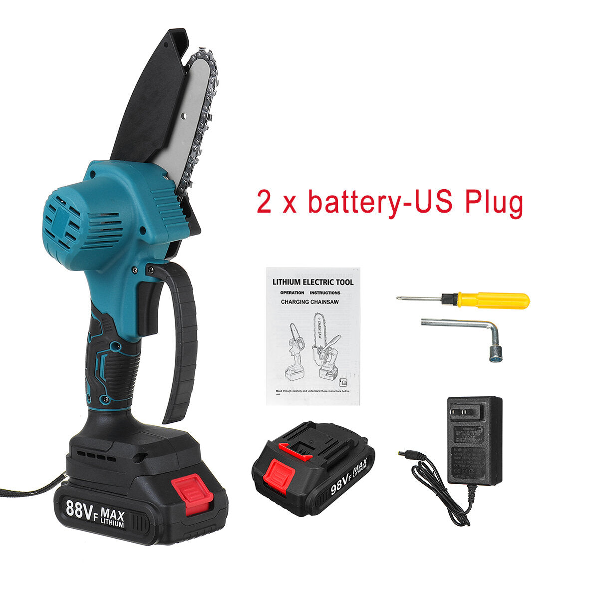 4  88vf draadloze elektrische kettingzaag oplaadbare houtbewerking zaag hout cutter w/geen/1/2 batterij voor makita
