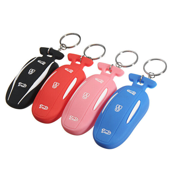 3 button silicone smart remote key cover fob case sleutelhouder met sleutelhanger voor tesla model x