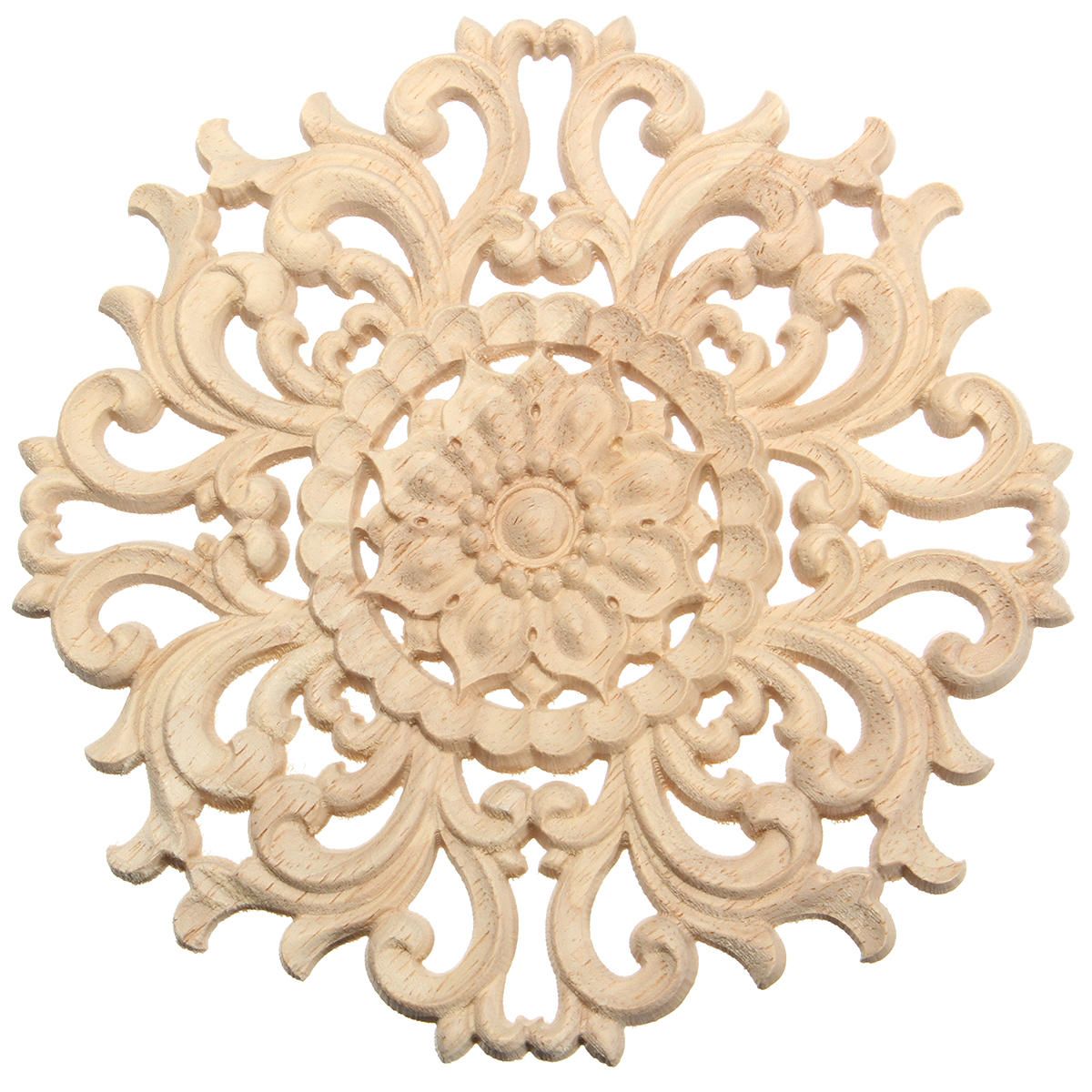 hout gesneden onlay stoffen unpainted bloem patroon meubilair frame deur decor 15cm