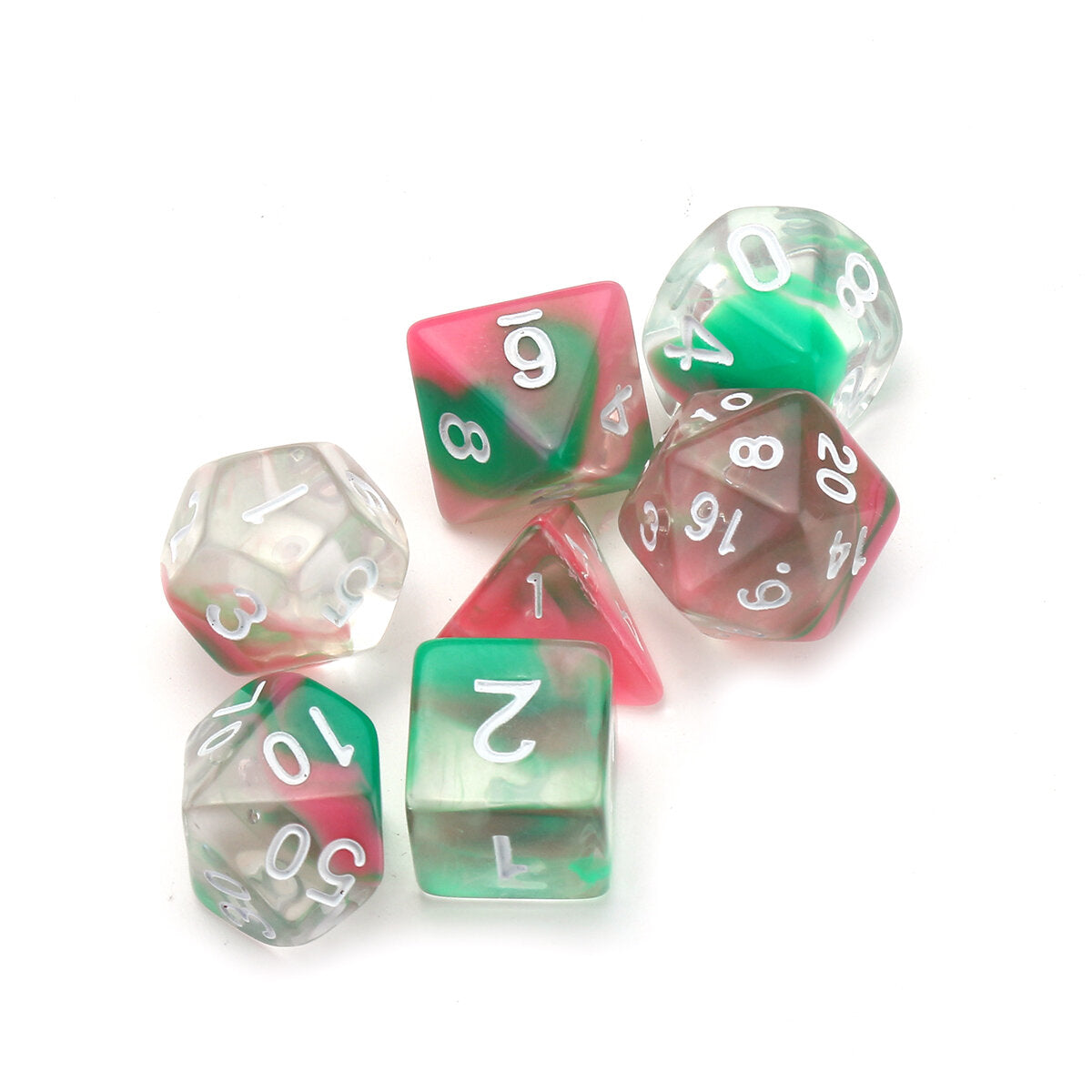 7 stuks glitter clear polyhedral dobbelstenen hars dobbelstenen set rollenspel board party tafel game gift