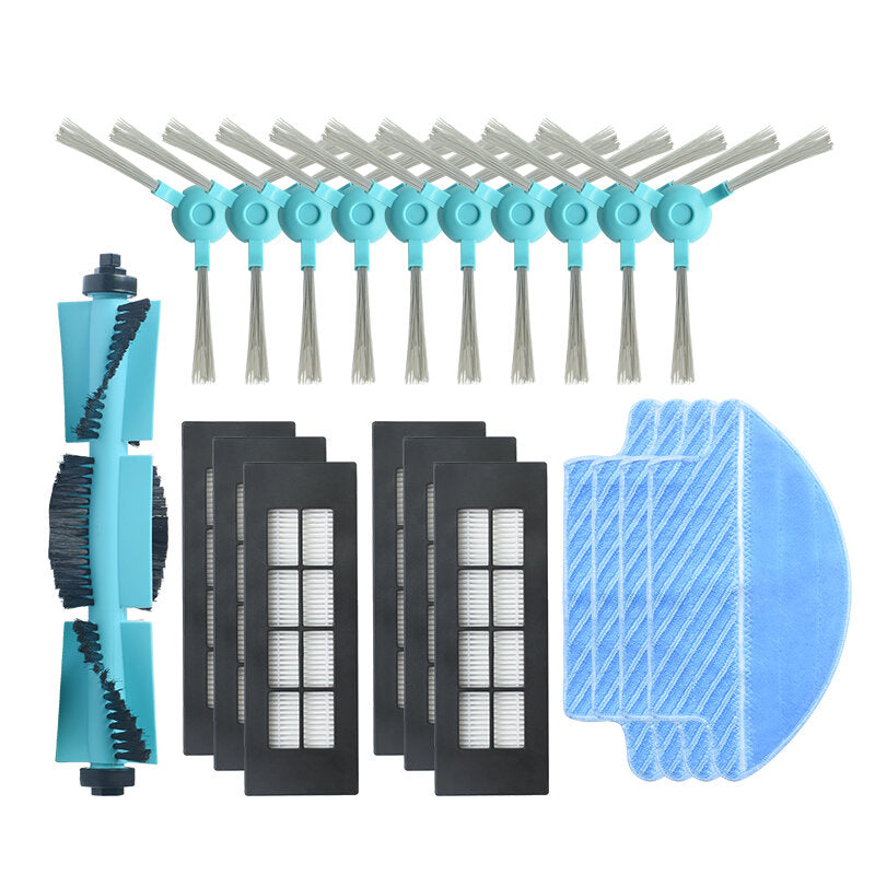 21 stuks vervangingen voor conga 3090 stofzuiger onderdelen accessoires hoofdborstel * 1 zijborstels * 10 hepa-filters * 6 dweilkleding * 4 [niet-origineel]