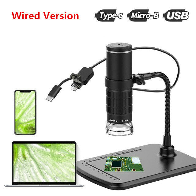 50x-1000x draadloze digitale microscoop handheld usb hd inspectiecamera met flexibele standaard voor telefoon-pc